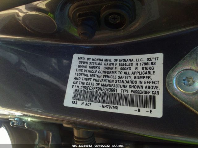 Photo 8 VIN: 19XFC2F59HE043691 - HONDA CIVIC SEDAN 