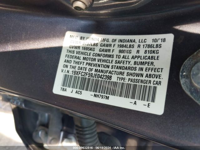 Photo 8 VIN: 19XFC2F59JE042398 - HONDA CIVIC 