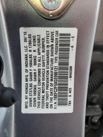 Photo 11 VIN: 19XFC2F5XGE090131 - HONDA CIVIC LX 