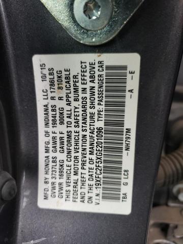 Photo 12 VIN: 19XFC2F5XGE201096 - HONDA CIVIC 