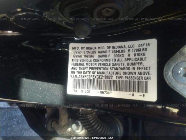 Photo 8 VIN: 19XFC2F5XGE218822 - HONDA CIVIC SEDAN 