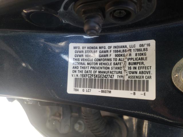 Photo 9 VIN: 19XFC2F5XGE242747 - HONDA CIVIC LX 