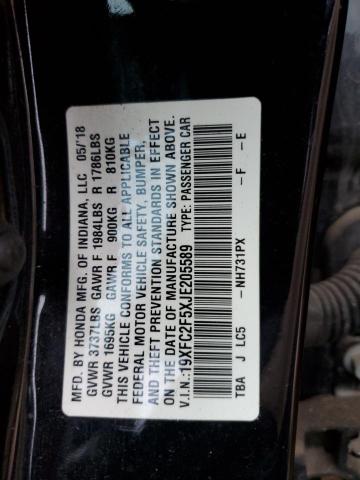 Photo 11 VIN: 19XFC2F5XJE205589 - HONDA CIVIC LX 