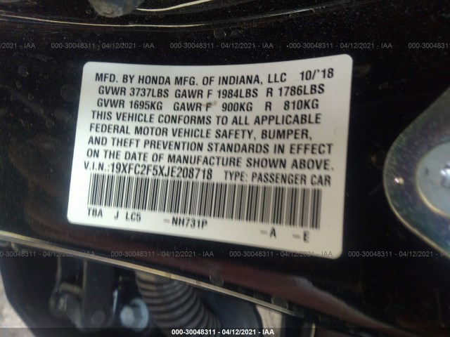 Photo 8 VIN: 19XFC2F5XJE208718 - HONDA CIVIC SEDAN 