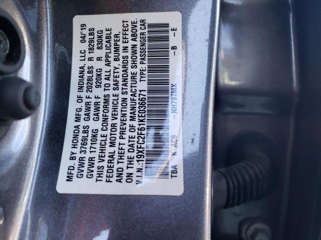 Photo 11 VIN: 19XFC2F61KE036671 - HONDA CIVIC LX 