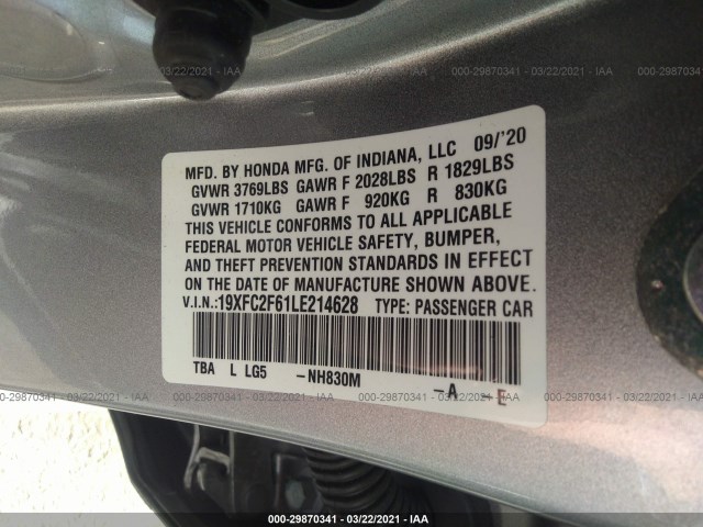 Photo 8 VIN: 19XFC2F61LE214628 - HONDA CIVIC SEDAN 