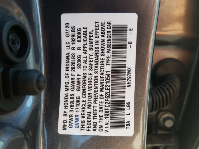 Photo 9 VIN: 19XFC2F62LE210541 - HONDA CIVIC LX 