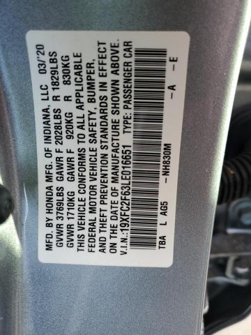 Photo 9 VIN: 19XFC2F63LE016651 - HONDA CIVIC LX 