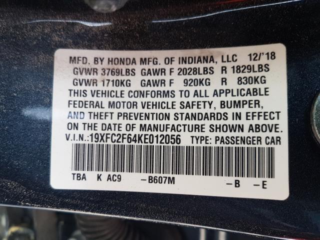 Photo 9 VIN: 19XFC2F64KE012056 - HONDA 10HP MOTOR 