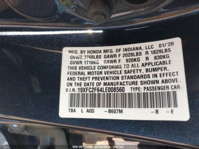 Photo 8 VIN: 19XFC2F64LE008560 - HONDA CIVIC 