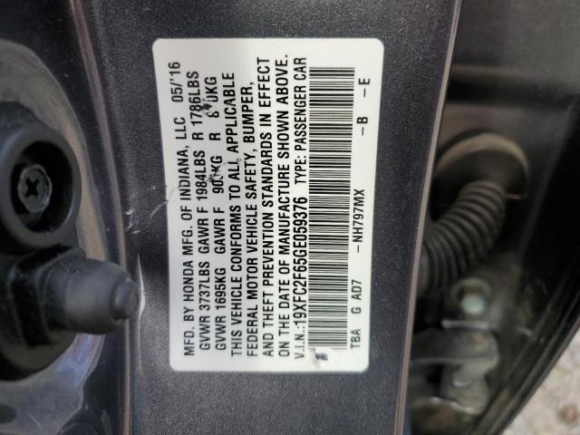 Photo 11 VIN: 19XFC2F65GE059376 - HONDA CIVIC LX 