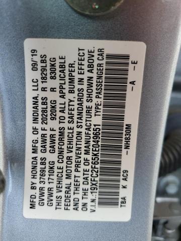 Photo 11 VIN: 19XFC2F65KE049651 - HONDA CIVIC 