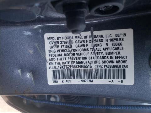 Photo 9 VIN: 19XFC2F66KE046516 - HONDA CIVIC LX 