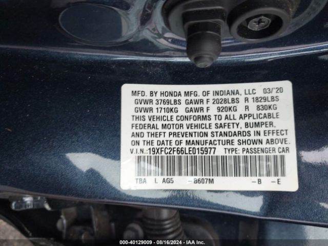 Photo 8 VIN: 19XFC2F66LE015977 - HONDA CIVIC 