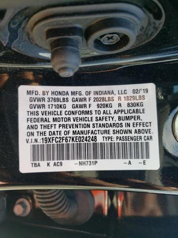 Photo 9 VIN: 19XFC2F67KE024248 - HONDA CIVIC LX 