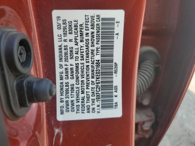 Photo 12 VIN: 19XFC2F67KE031684 - HONDA CIVIC LX 