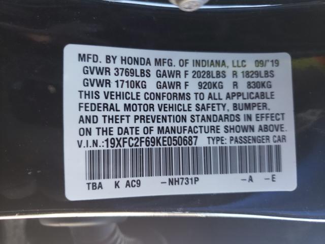 Photo 9 VIN: 19XFC2F69KE050687 - HONDA CIVIC SEDAN 