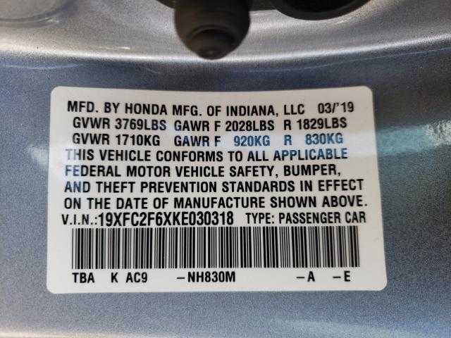 Photo 9 VIN: 19XFC2F6XKE030318 - HONDA CIVIC LX 