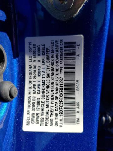 Photo 11 VIN: 19XFC2F6XKE041237 - HONDA CIVIC LX 