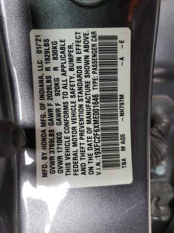 Photo 12 VIN: 19XFC2F6XME001646 - HONDA CIVIC LX 