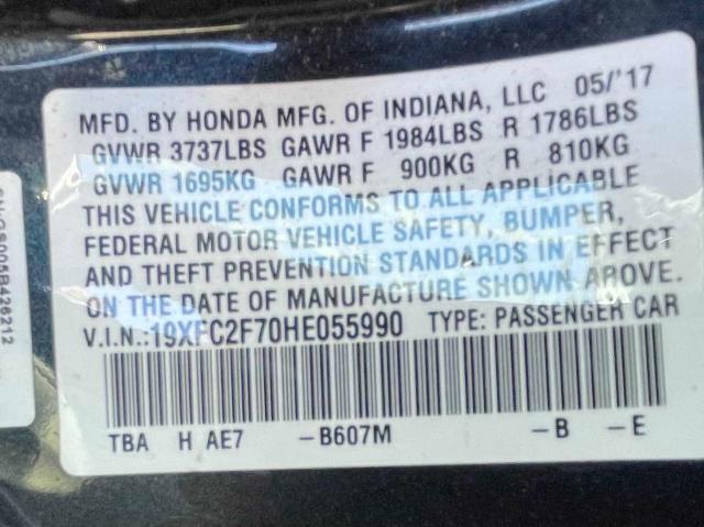 Photo 9 VIN: 19XFC2F70HE055990 - HONDA CIVIC SEDAN 