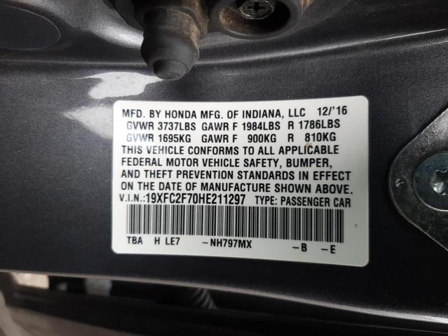 Photo 9 VIN: 19XFC2F70HE211297 - HONDA CIVIC EX 