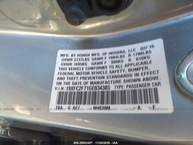 Photo 8 VIN: 19XFC2F71GE034385 - HONDA CIVIC SEDAN 