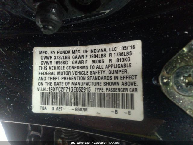 Photo 8 VIN: 19XFC2F71GE062915 - HONDA CIVIC SEDAN 