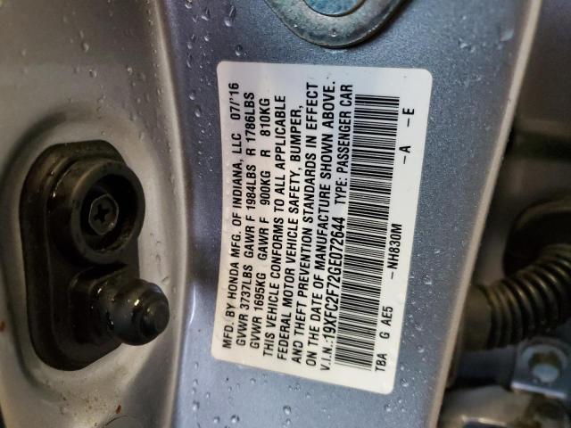 Photo 11 VIN: 19XFC2F72GE072644 - HONDA CIVIC EX 