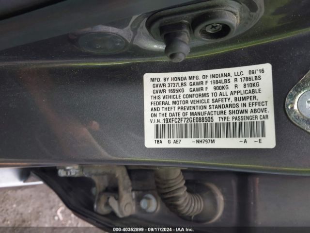 Photo 8 VIN: 19XFC2F72GE088505 - HONDA CIVIC 