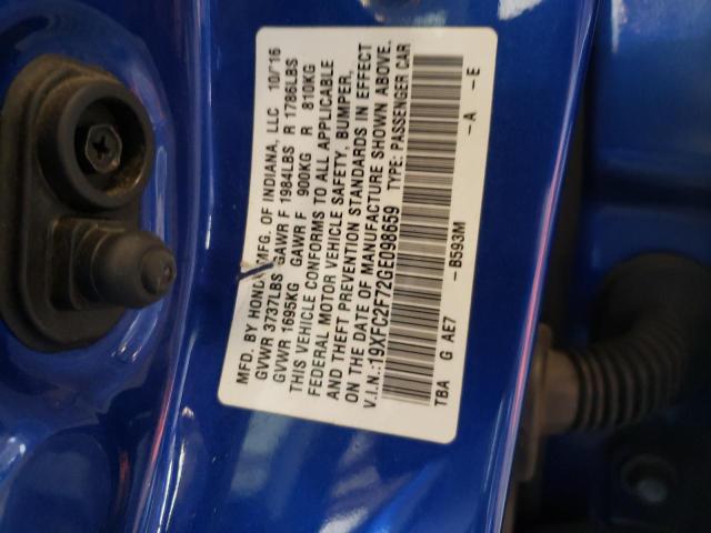 Photo 9 VIN: 19XFC2F72GE098659 - HONDA CIVIC EX 