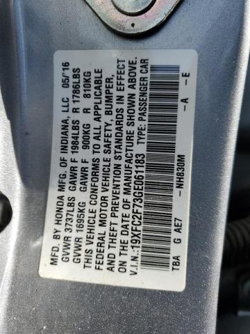 Photo 11 VIN: 19XFC2F73GE061183 - HONDA CIVIC 