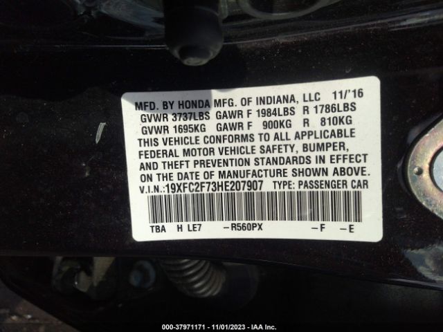 Photo 8 VIN: 19XFC2F73HE207907 - HONDA CIVIC 