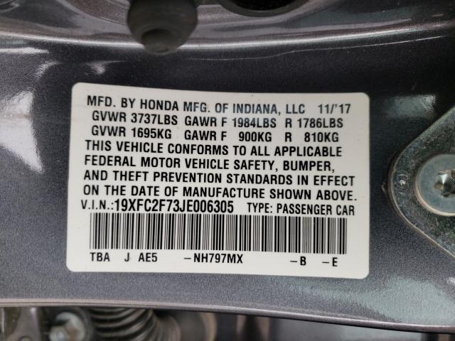 Photo 9 VIN: 19XFC2F73JE006305 - HONDA CIVIC EX 