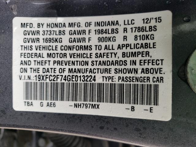 Photo 9 VIN: 19XFC2F74GE013224 - HONDA CIVIC EX 