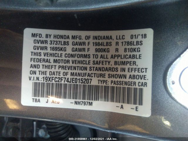 Photo 8 VIN: 19XFC2F74JE015207 - HONDA CIVIC SEDAN 