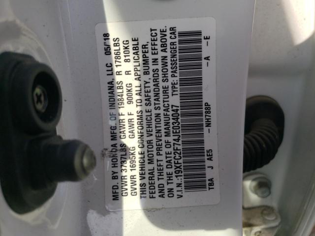 Photo 9 VIN: 19XFC2F74JE034047 - HONDA CIVIC EX 