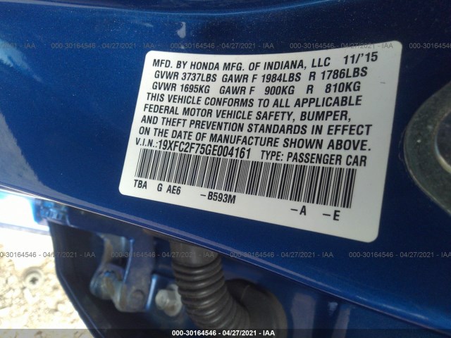 Photo 8 VIN: 19XFC2F75GE004161 - HONDA CIVIC SEDAN 