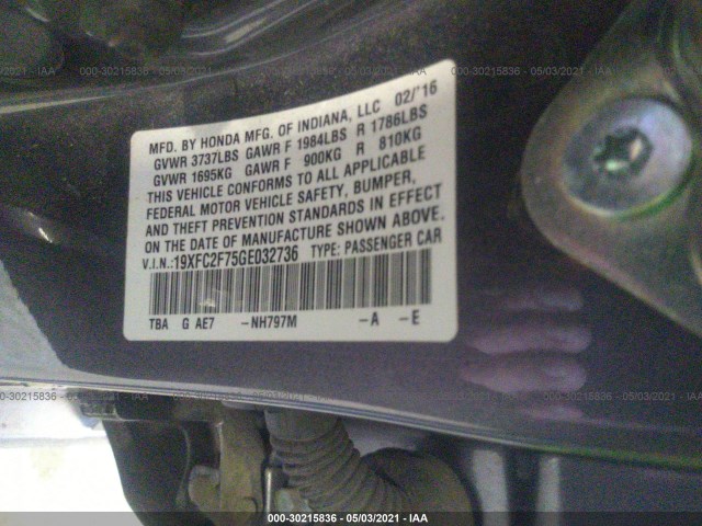 Photo 8 VIN: 19XFC2F75GE032736 - HONDA CIVIC SEDAN 