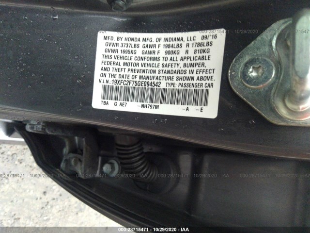 Photo 8 VIN: 19XFC2F75GE094542 - HONDA CIVIC SEDAN 