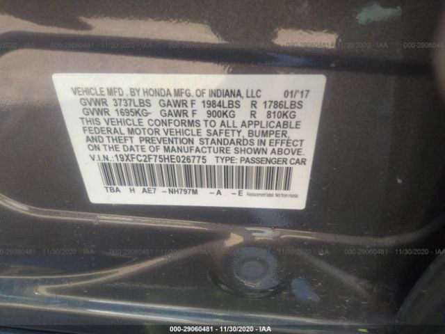 Photo 8 VIN: 19XFC2F75HE026775 - HONDA CIVIC SEDAN 