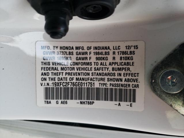 Photo 11 VIN: 19XFC2F76GE011751 - HONDA CIVIC 