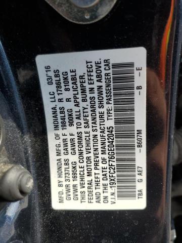 Photo 11 VIN: 19XFC2F76GE042045 - HONDA CIVIC 