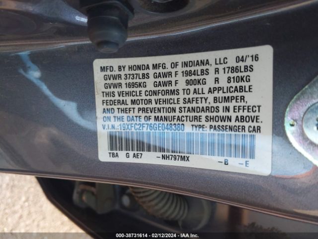 Photo 8 VIN: 19XFC2F76GE048380 - HONDA CIVIC 