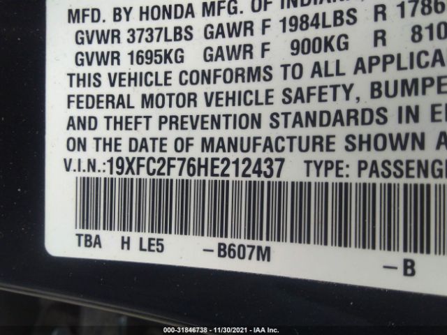 Photo 8 VIN: 19XFC2F76HE212437 - HONDA CIVIC SEDAN 