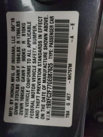 Photo 11 VIN: 19XFC2F77GE087625 - HONDA CIVIC 