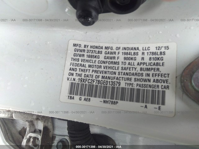 Photo 8 VIN: 19XFC2F78GE013579 - HONDA CIVIC SEDAN 