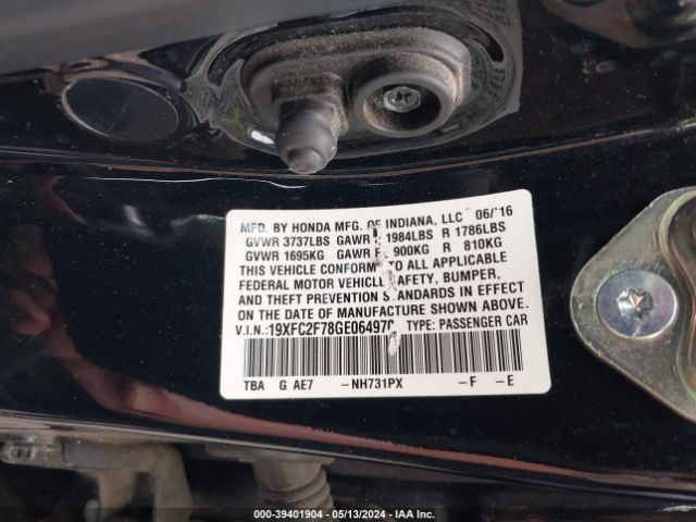 Photo 8 VIN: 19XFC2F78GE064970 - HONDA CIVIC 