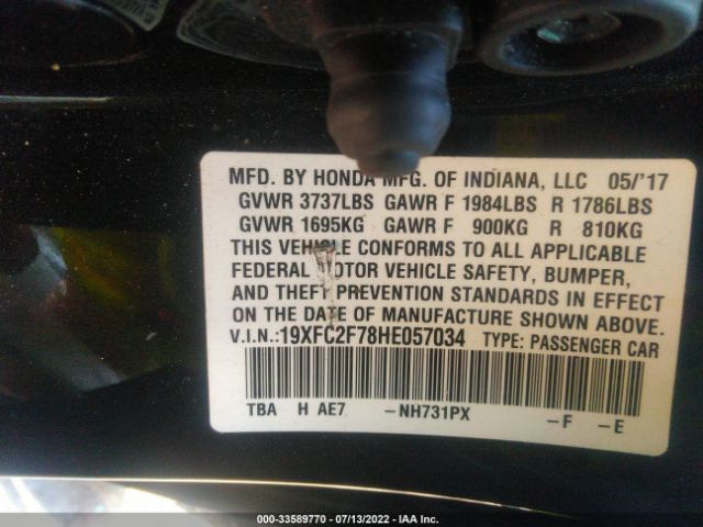 Photo 8 VIN: 19XFC2F78HE057034 - HONDA CIVIC SEDAN 