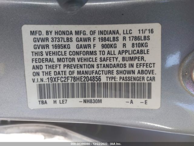 Photo 8 VIN: 19XFC2F78HE204856 - HONDA CIVIC 